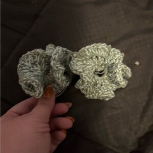 Handmade Green Crochet Scrunchies